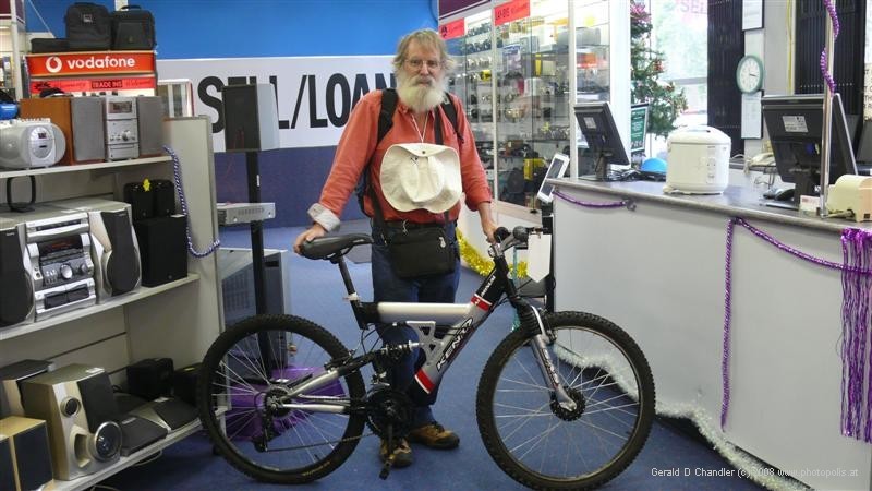 Gerry in Cash Converters with his new bike