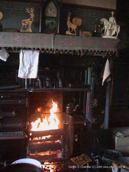 Black leaded fireplace in a miner's cottage