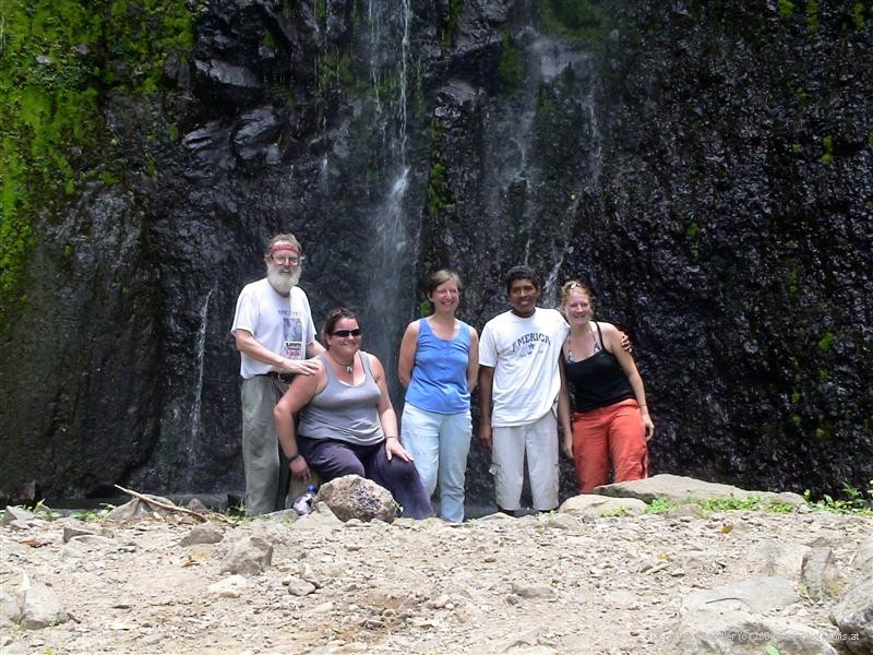 Walking group at Falls, Volcan Maderas