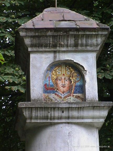 Column with Byzantine mosaic face, Vysehdrad