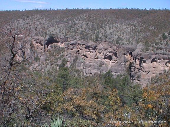 Caves seen across canyon