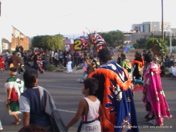 Indian Dancers Still on the Road to Zapopan after Sunrise
