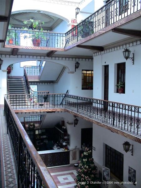 Courtyard atrium of traditional hotel
