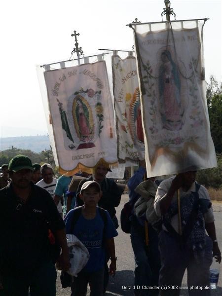Procession on highway leading to Cuernava, Morelos