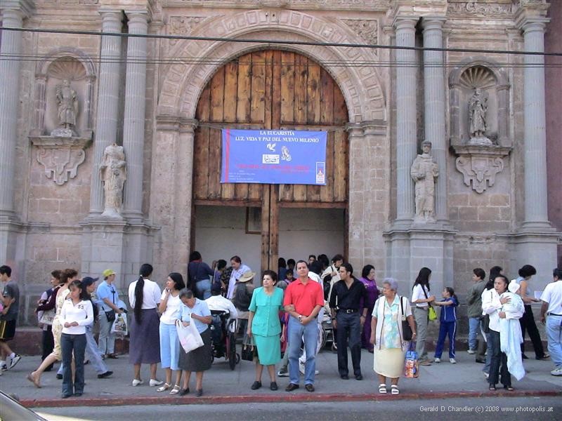 Cuernavaca Church with congregation leaving