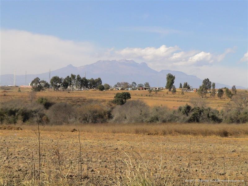 View of 5286 m Volcan Iztacchihuatl from Tlaxcala highway