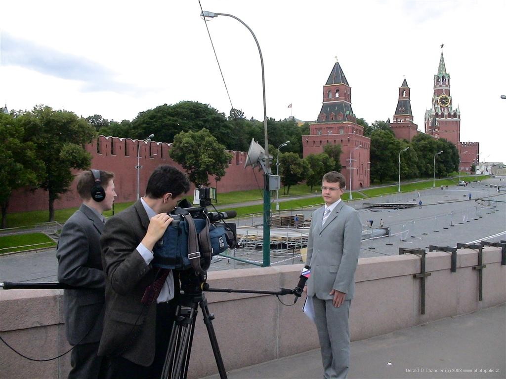 TV Presenter with Kremlin Background