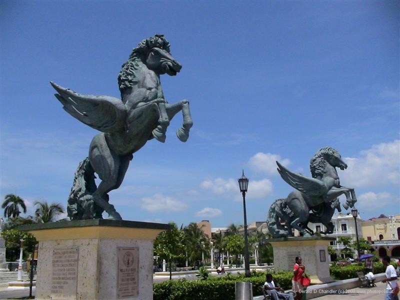 Pegasus sculptures at head of Pegaus Docks