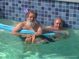 Gerry and Allen Chandler in Allen's swimming pool