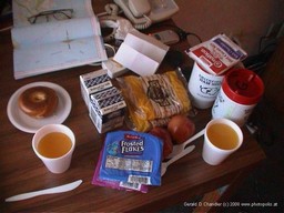 Breakfast tray in room, Quality Inn, Flagstaff