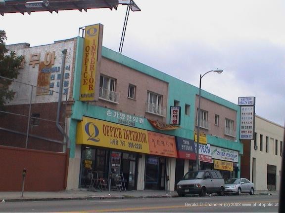 Older stores with Korean signs, west of downtown