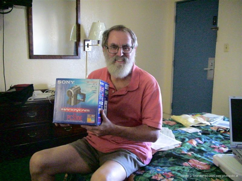 Gerry holding Sony-PC330E package